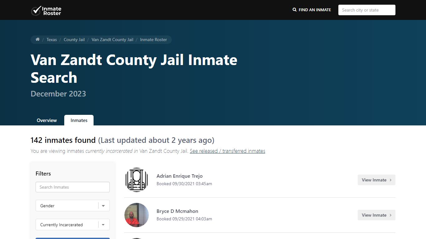 Van Zandt County Jail Inmate Search - InmateRoster.Org